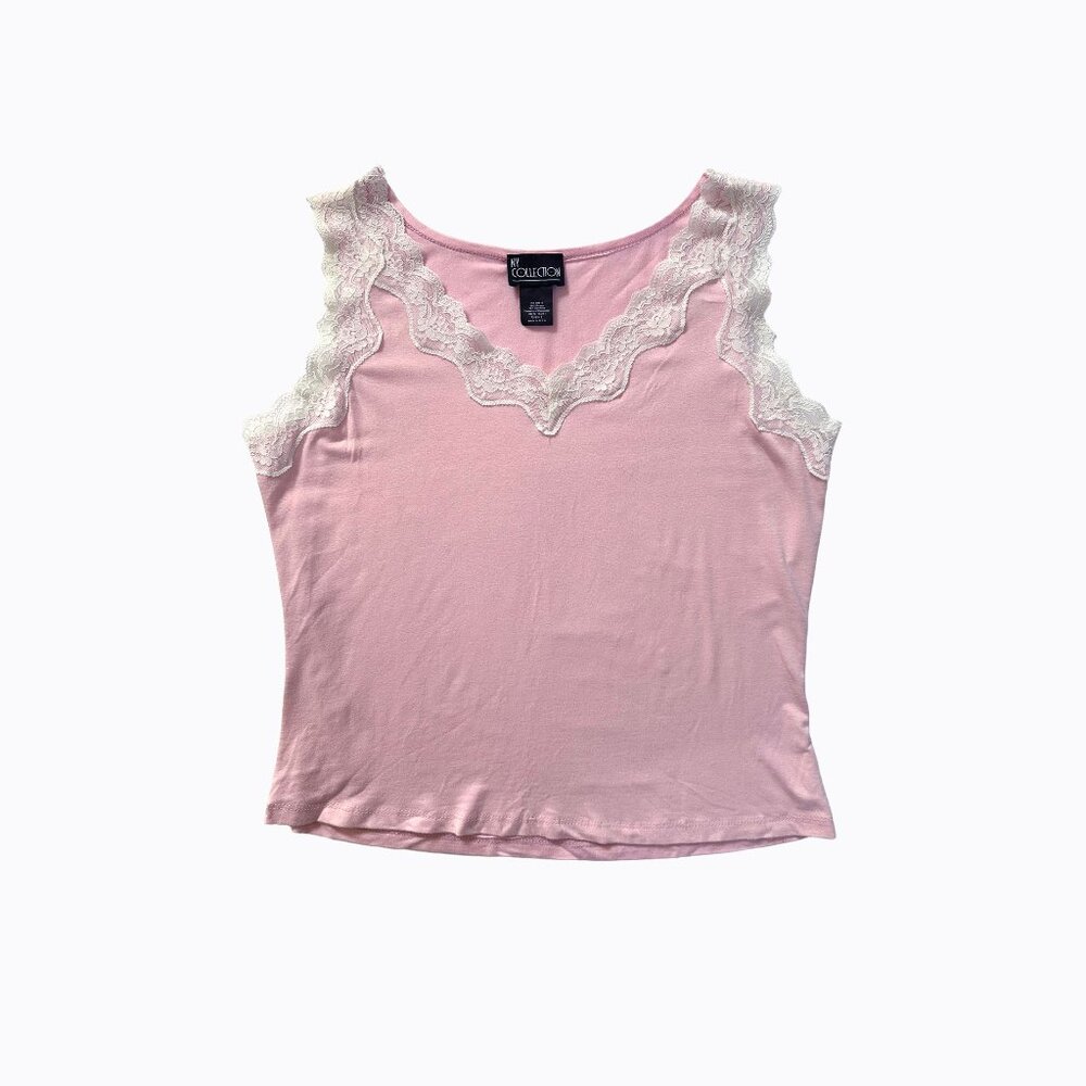 Vtg NY Collection Y2K Cami M Pastel Pink USA Coquette Romantic Soft Girl Ballet
